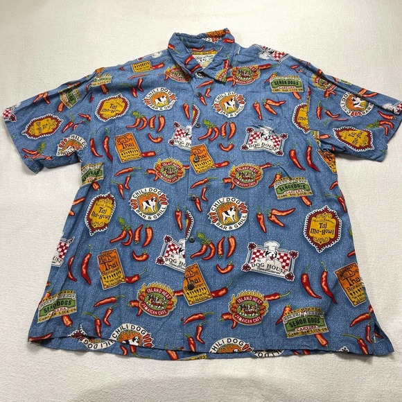 Big Dogs Other - Big Dogs Shirt Mens Size Large L Y2K Short Sleeve Hawaiian Dog Chili Peppers